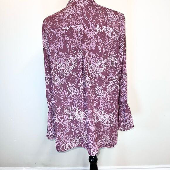 H by Halston Oversized Bell Sleeve Blouse Concealed Front Buttons Womens Sz M - Picture 6 of 10
